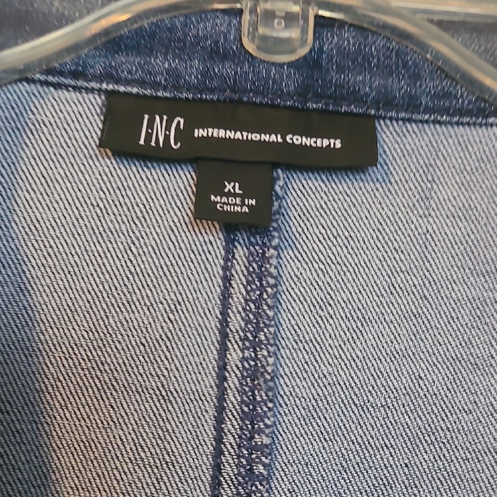 INC International Concepts Dark Blue Denim Blazer - Picture 2 of 3